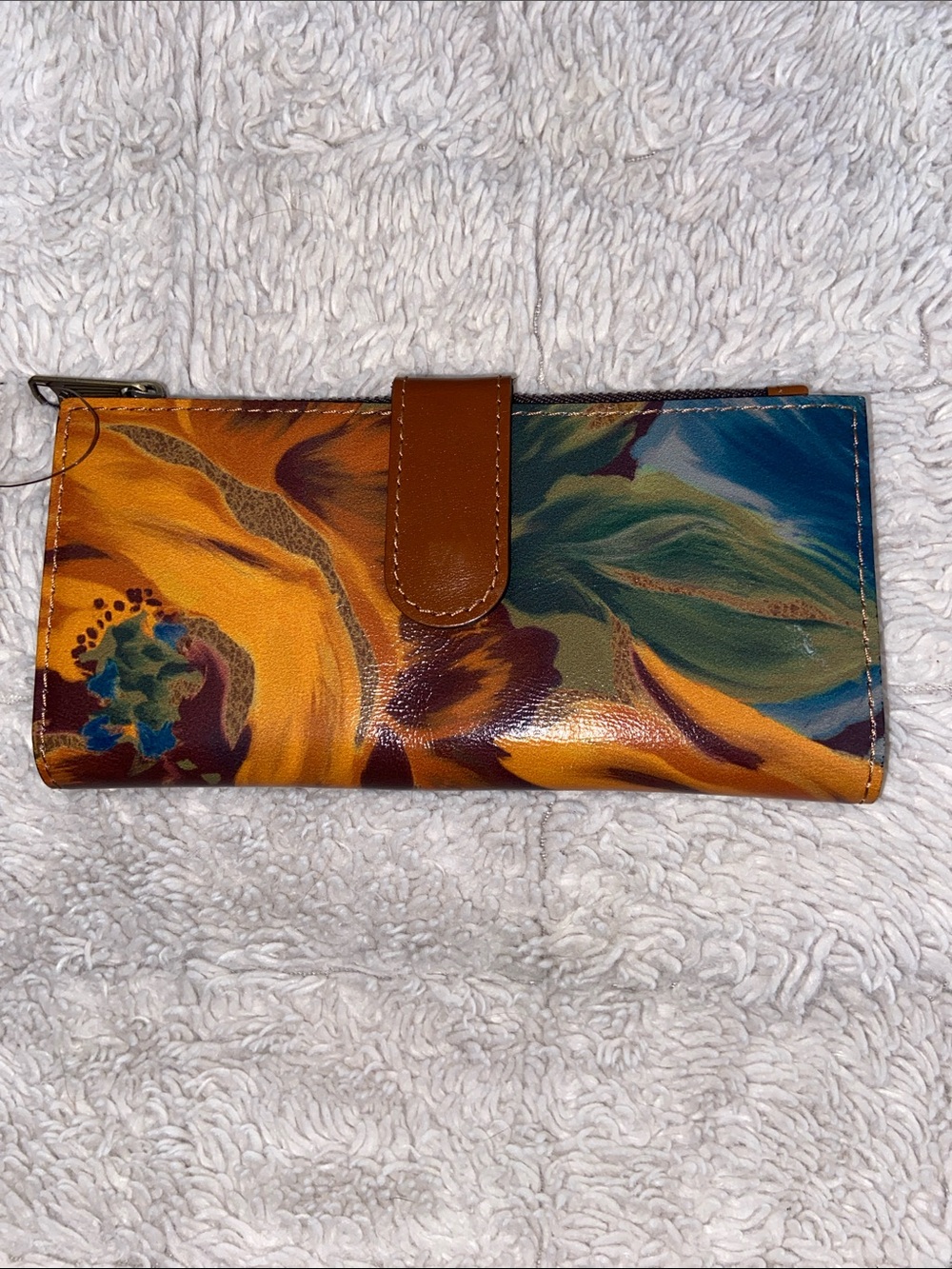 Patricia Nash Multicolor Floral Print Wallet in Yellow, Teal & Brown NWT